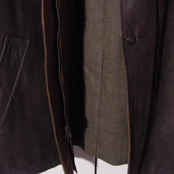 Vtg Day Furs Brown Two Tone Light Weight Leather Zip Jacket Sz XL - Picture 6 of 8